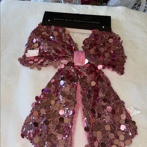 🎀🎀Christmas Holiday  Rachel Zoe Pink Sequin and velvet Bow  Shabby Chic New 🎀🎀